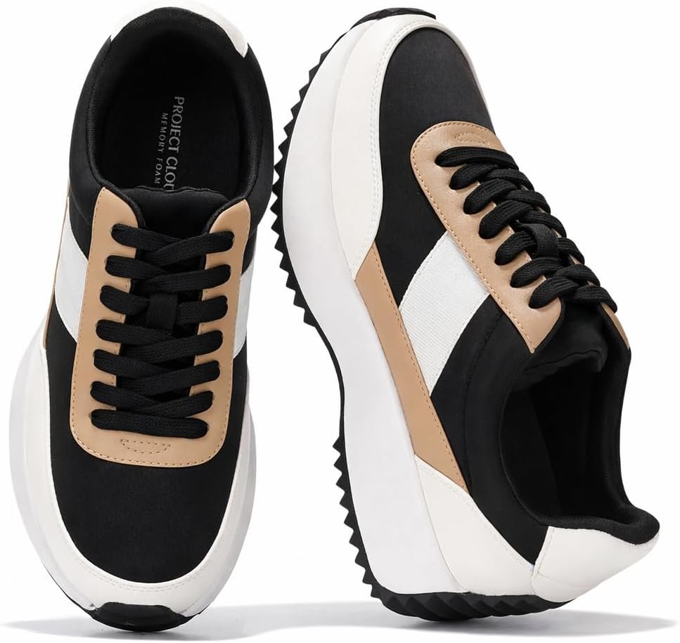Project Cloud Womens Sneakers Memory Foam Lightweight Lace Up Shoes 2026