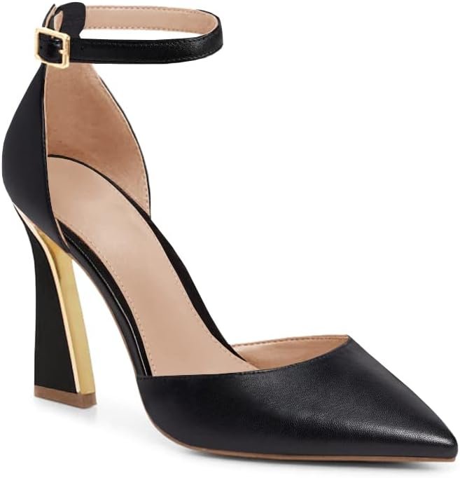 Womens Pumps Point Closed Toe High Heels Ankle Strap Heeled Sandals