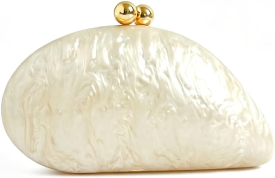 Acrylic Shell Shaped Bag Luxury Marble Clutch Evening Purses for Women Glitter Handbag for Wedding Cocktail Party Prom