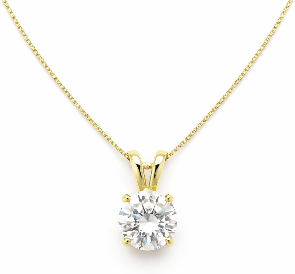 Mariell Cubic Zirconia Crystal Pendant Necklace for Women, 2 Carat 8mm CZ, for Brides, Wedding, Mother’s Day Jewelry Gift