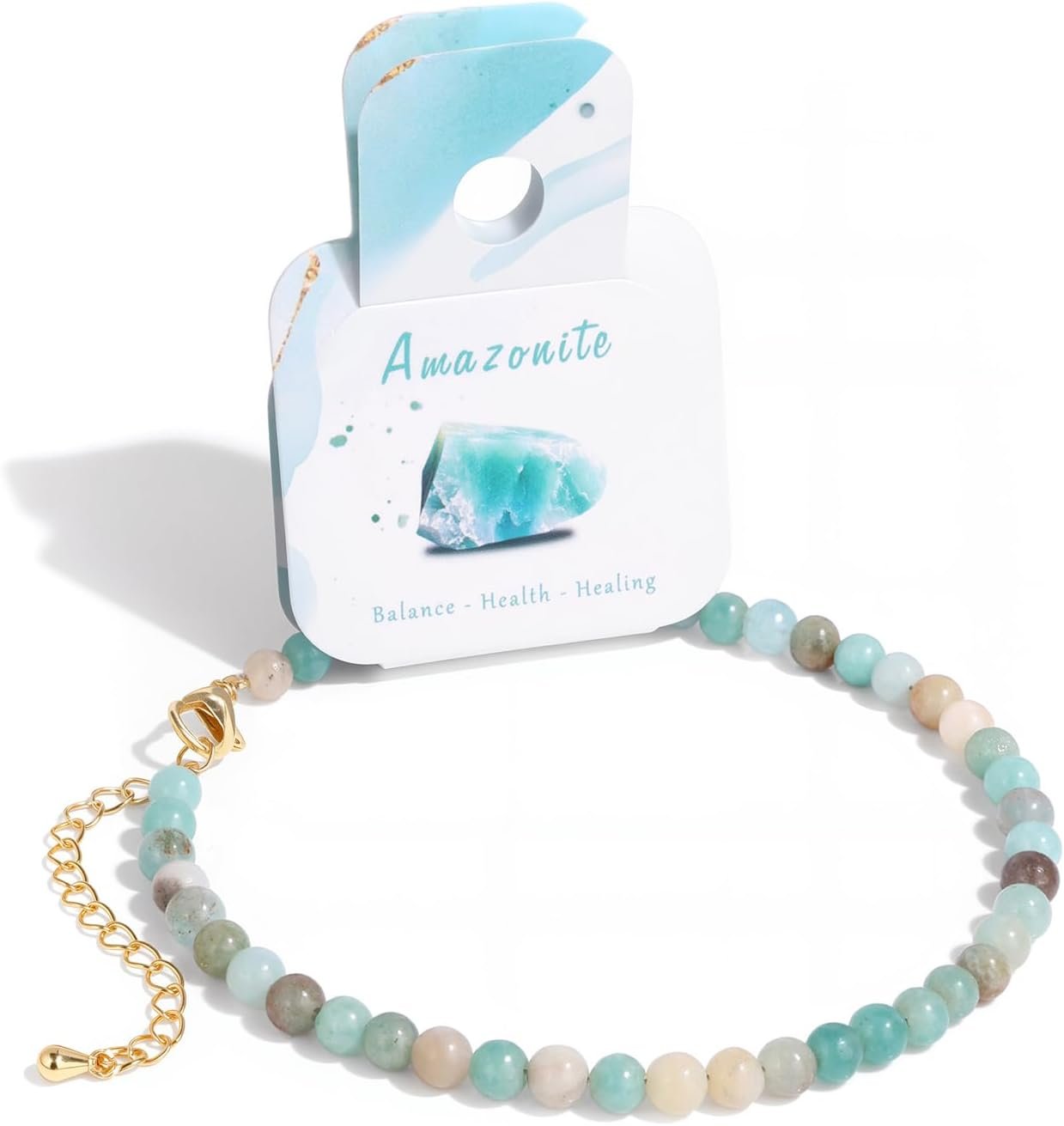 Natural Stone Beaded Anklets for Women, Handmade Boho Clear Quartz 4mm Crystal Beads Anklet, Gold Chain Adjustable Ankles Bracelet, Beach Summer Jewelry Gemstone Foot Bracelet Gift