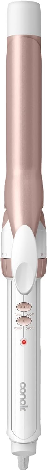 Conair Curling Iron, Double Ceramic, 1″ Barrel, White/Rose Gold