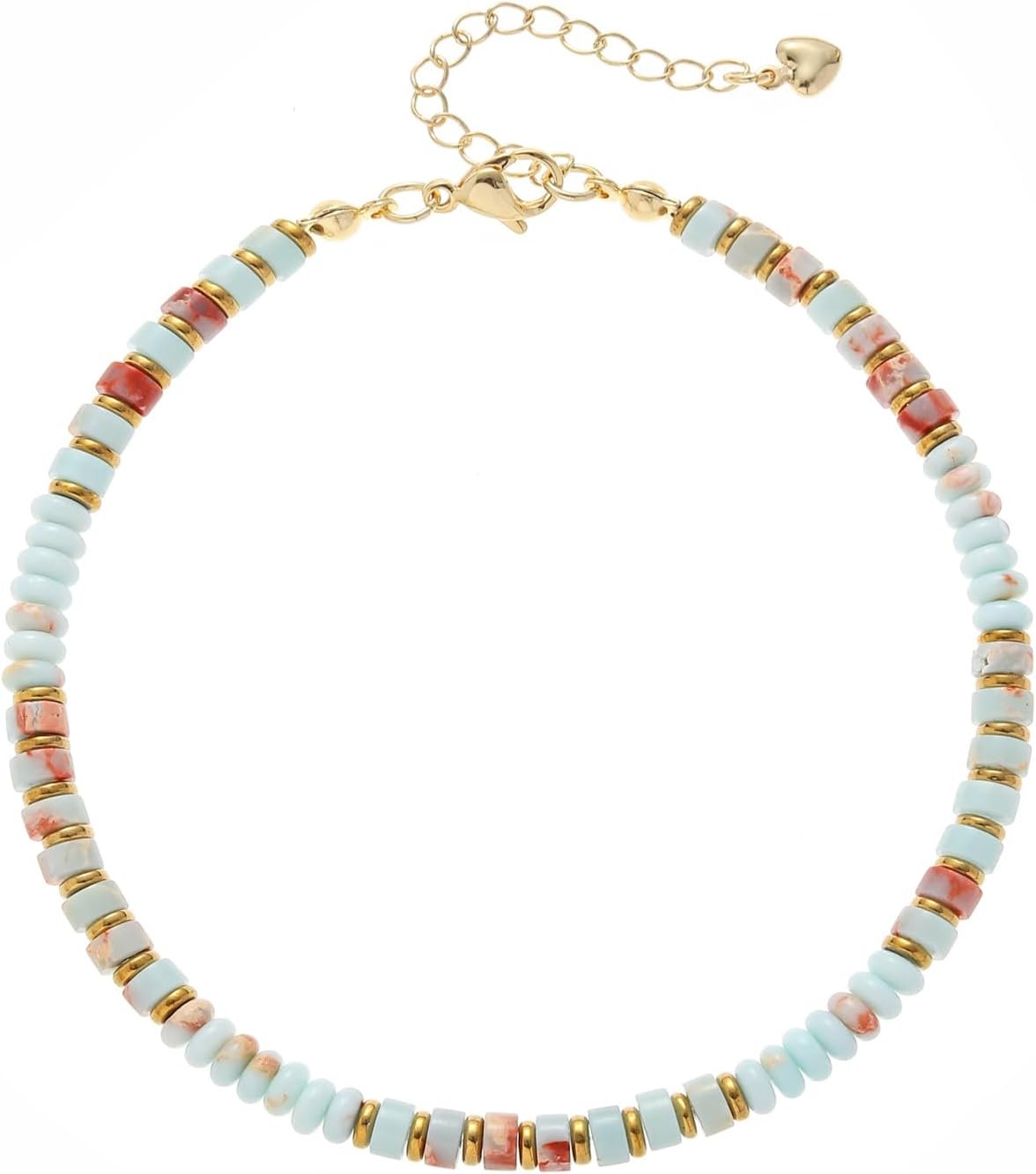 XIJIN Natural Stone Beaded Anklets for Women Handmade Beach Boho Turquoise Beads Ankle Bracelet Jewelry Gift for Her