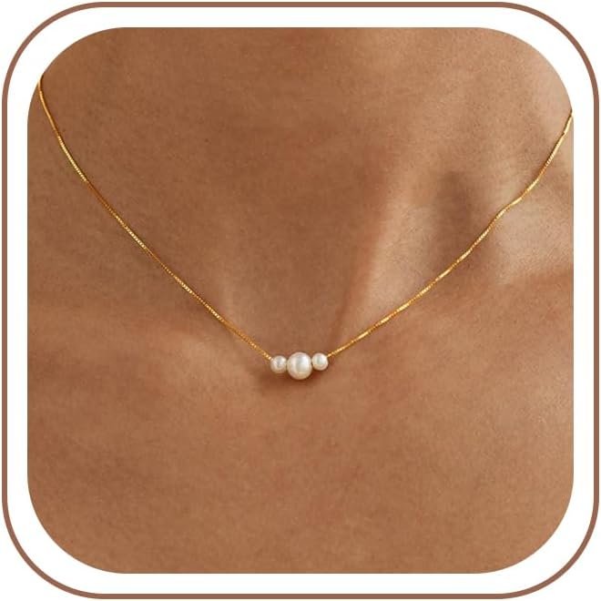 Gold Pearl Necklaces for Women Trendy Wedding Bridesmaid Jewelry Gifts