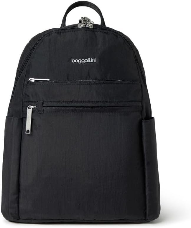 Baggallini Securtex® Anti-theft Vacation Travel Backpack 10×13 Slash-Resistant Nylon Daypack w/RFID, Black