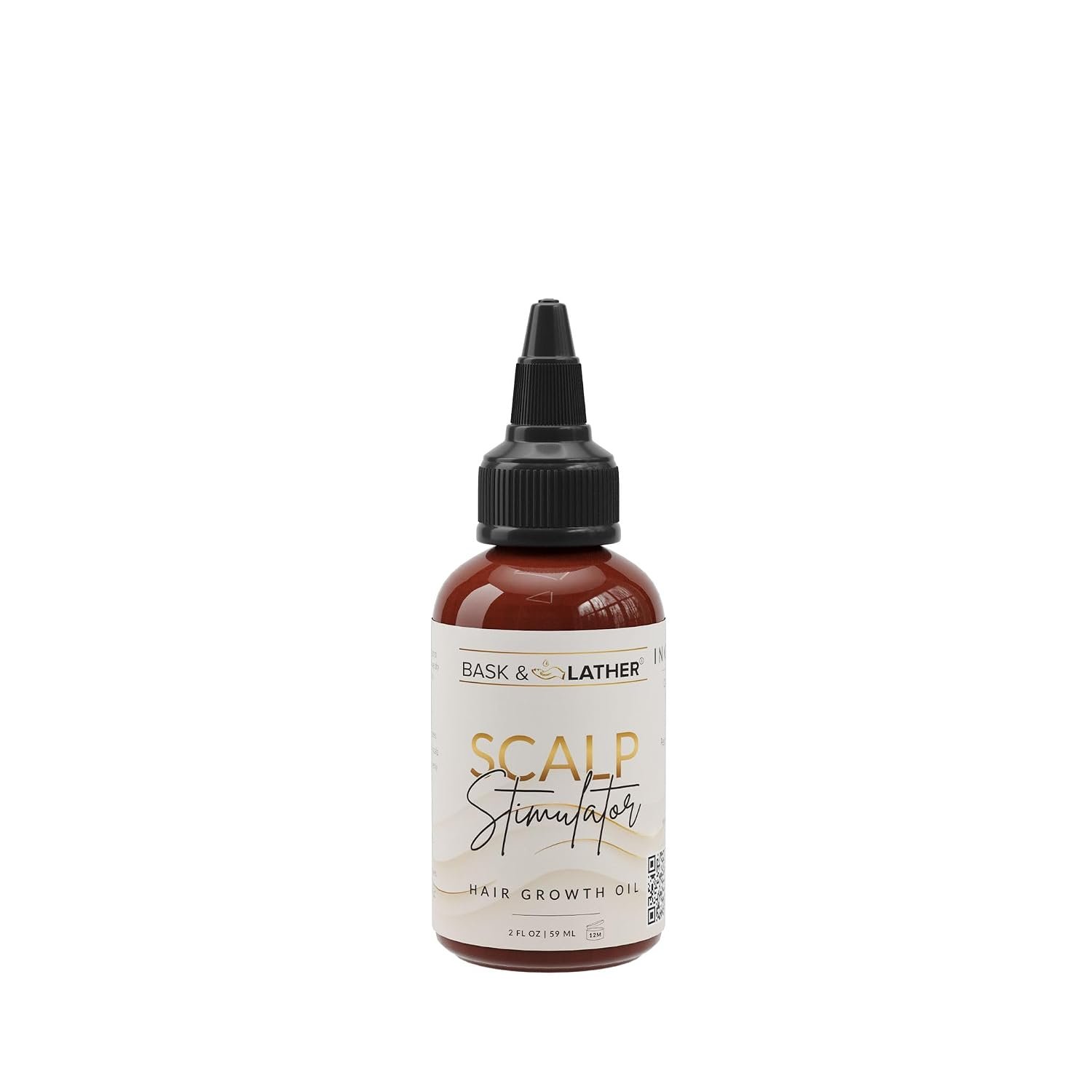 BASK & LATHER Scalp Stimulator Hair Growth Oil, Cold Pressed Mint and Rosemary Blend with Grapeseed for Hair Growth, Organic Natural Leave in, All Hair Types, 2 Fl Oz
