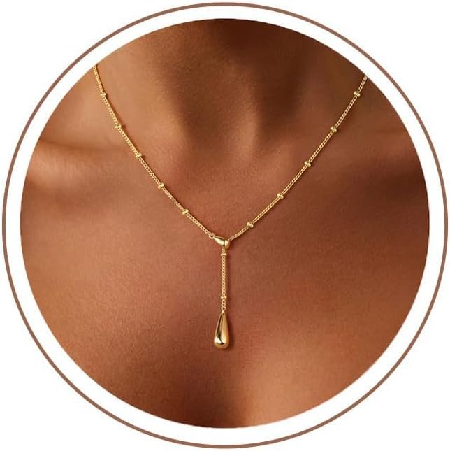 M MOOHAM Gold Necklace for Women, 14K Gold Plated Small Pendant Jewelry