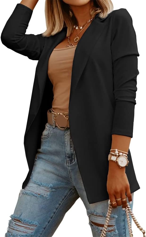 Womens Casual Long Sleeve Blazers Knit Blazer Work Business Outfits Office
