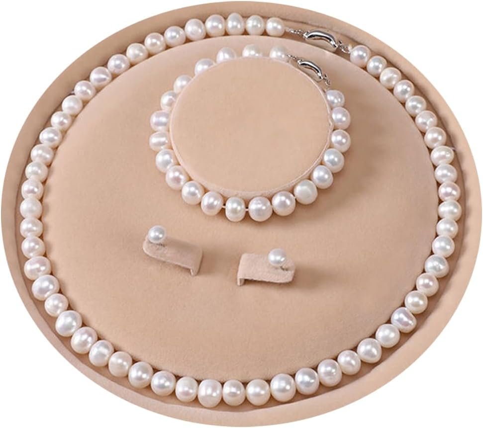 Freshwater Cultured Pearl Necklace Set Includes Stunning Bracelet and Stud Earrings Jewelry Set for Women Gift for Mother’s Day, Anniversary, Birthday, Wedding