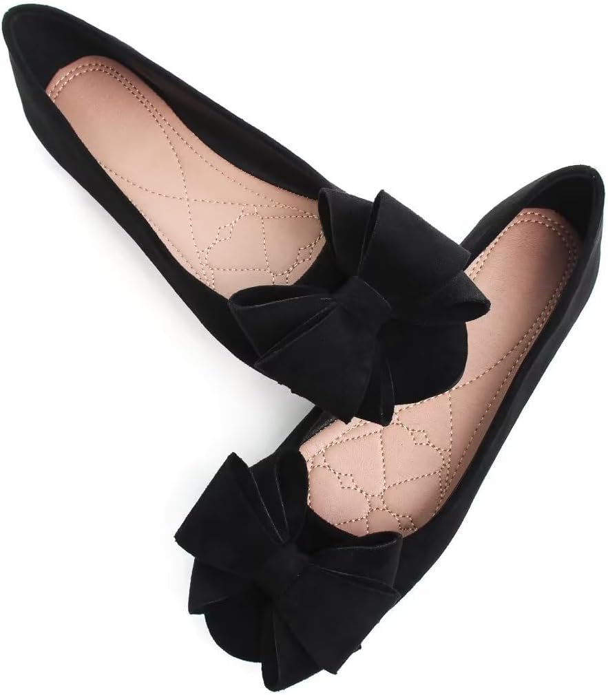 TN TANGNEST Women Fashion Bowknot Flats Comfort Pointed Toe Dress Shoes