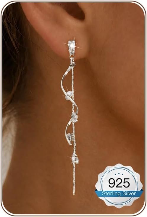 14K Gold Plated/Sterling Silver CZ Pearl Drop Dangle Earrings for Women