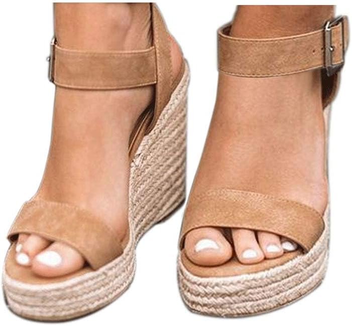 VICKI·VICKI Women’s Platform Sandals Wedge Ankle Strap Open Toe Sandals
