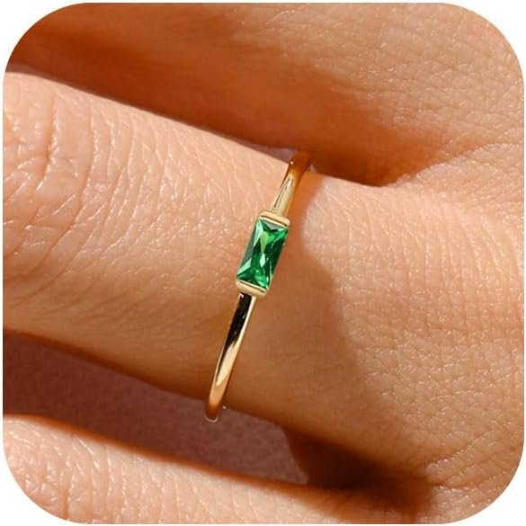 RLMOON Birthstone Gold Rings for Women Non Tarnish Gold Stackable Ring