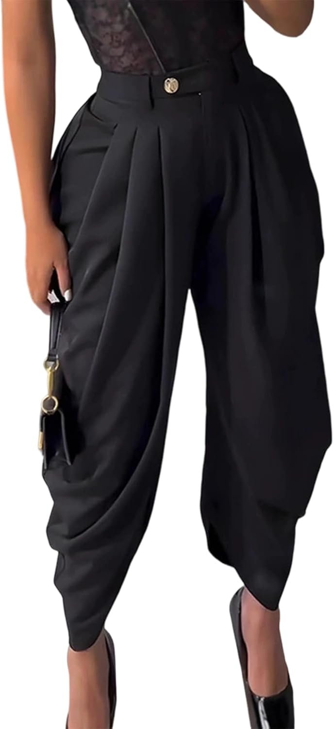 Unybwonn Women’s Dress Slacks Pants Casual Pleated Business Work Pants Wide Leg High Waisted Palazzo Pants Trousers