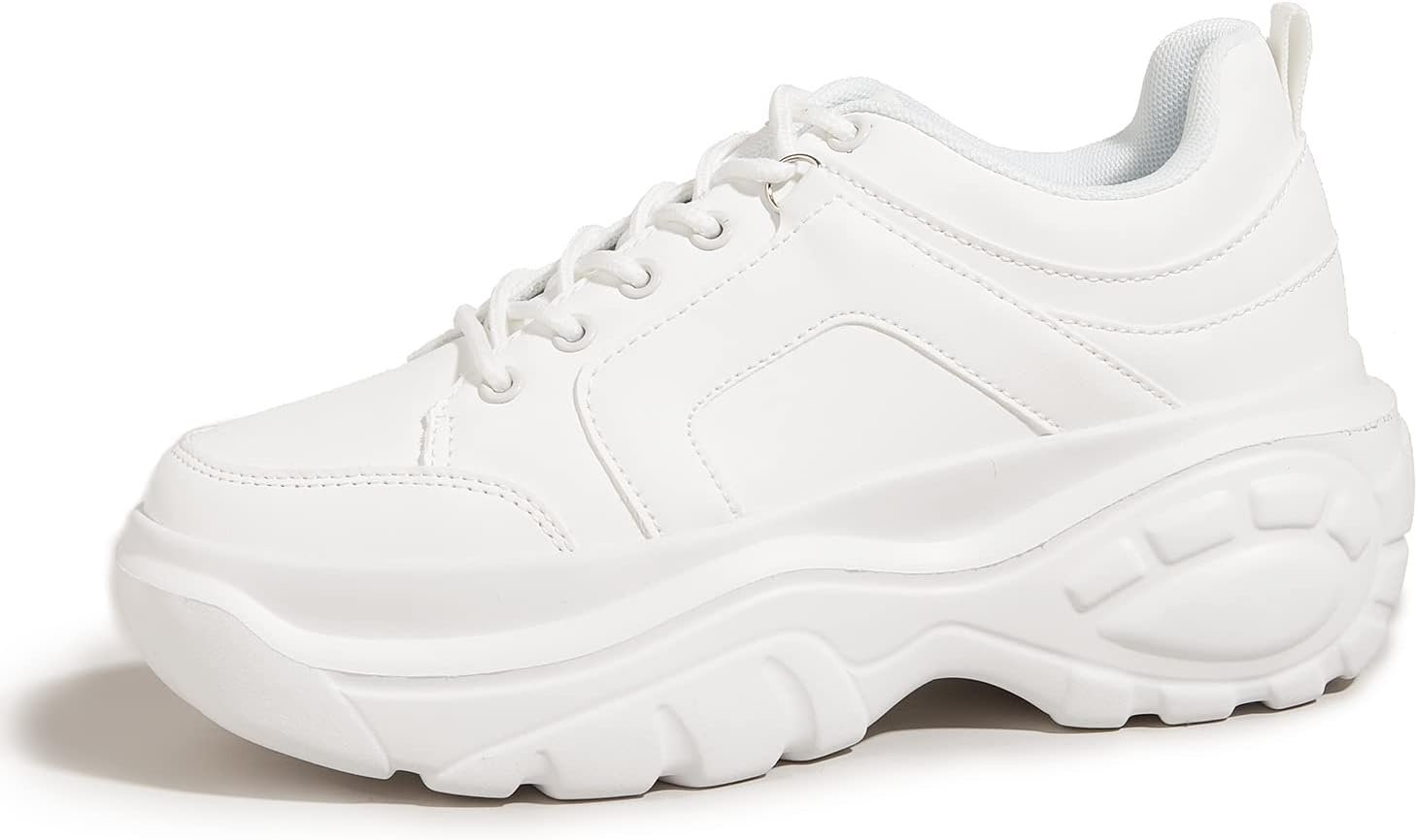 LUCKY STEP Women Chunky Platform Dad Colorblock Casual Lace-Up Walking Sneakers