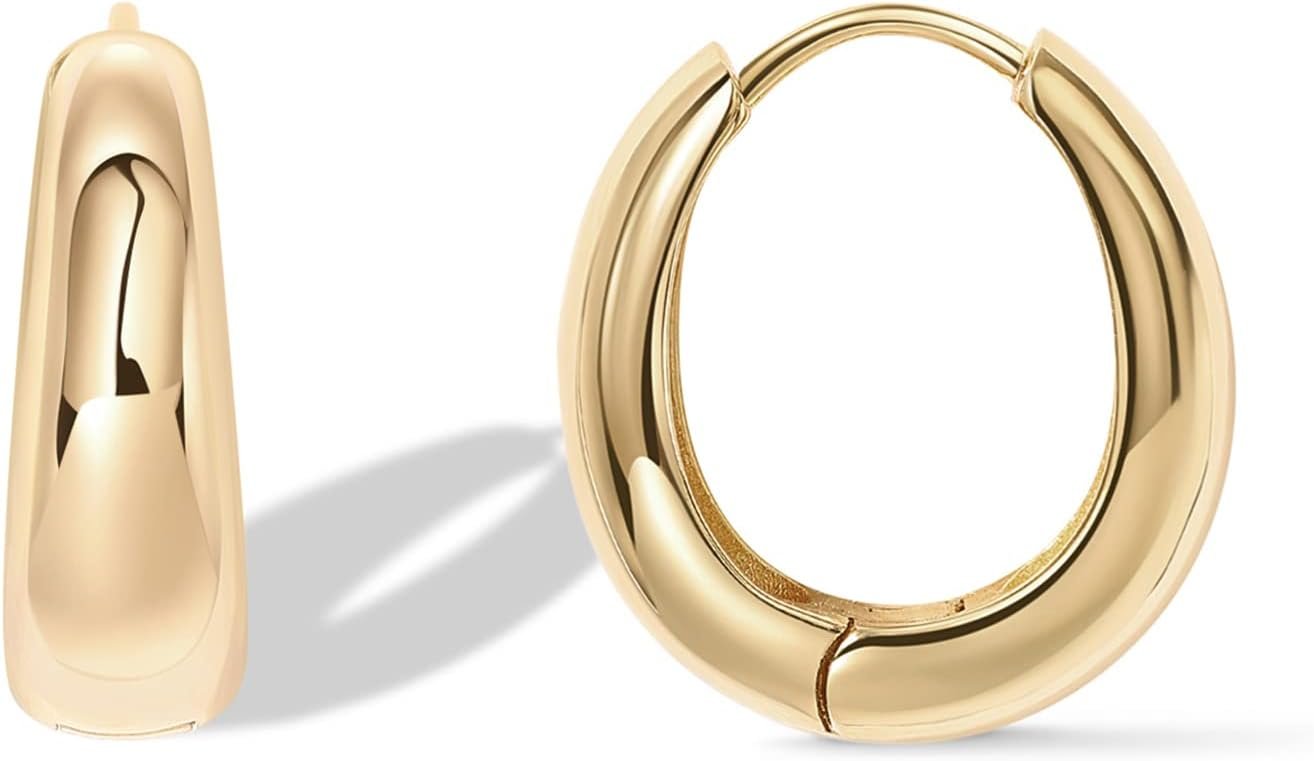 PAVOI Gold Hoop Earrings for Women, 14K Gold Plated Small Chunky Hoops