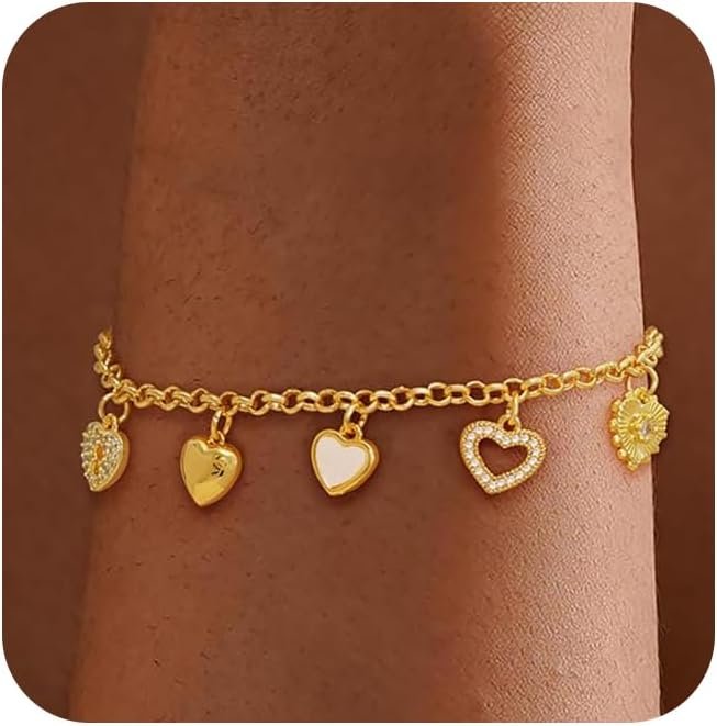 Gold Bracelets for Women, Dainty Friendship Charm Bracelet