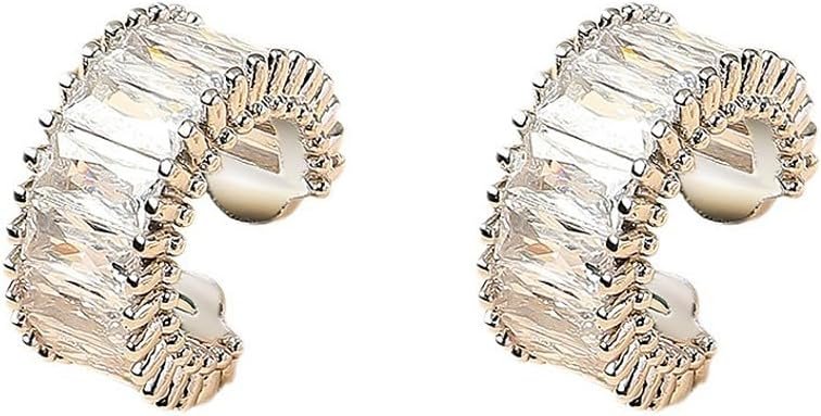 Ear Cuffs in 18K Gold – CZ Paved Hoop Conch Cuff Earrings for Women,Men – Sparkle Rhinestones Clip On Wrap Earrings Non Pierced