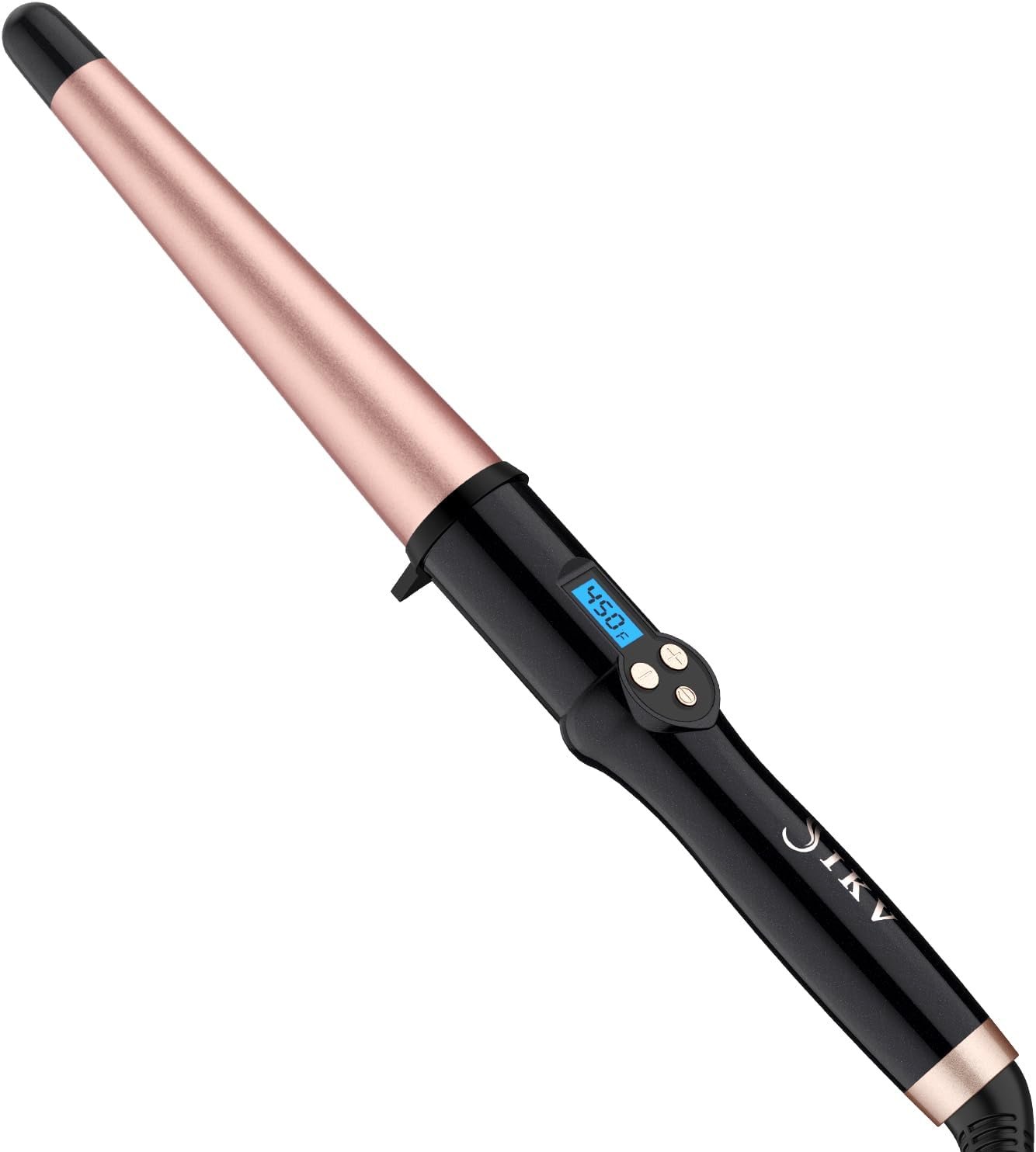 Dual Voltage Curling Wand for Europe Travel,Tapered Ceramic Curling Iron Wand 1 ¼-inch to 3/4-inch for Long Hair,100-240V|Glove Include