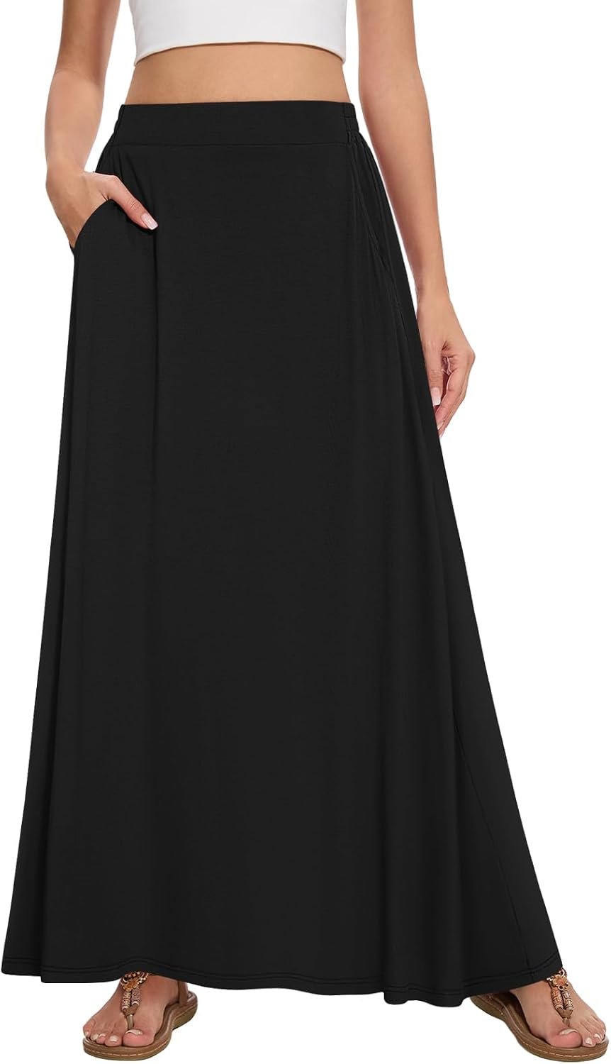 Womens Maxi Skirt Long Flowy Summer A-Line High Waist Skirts