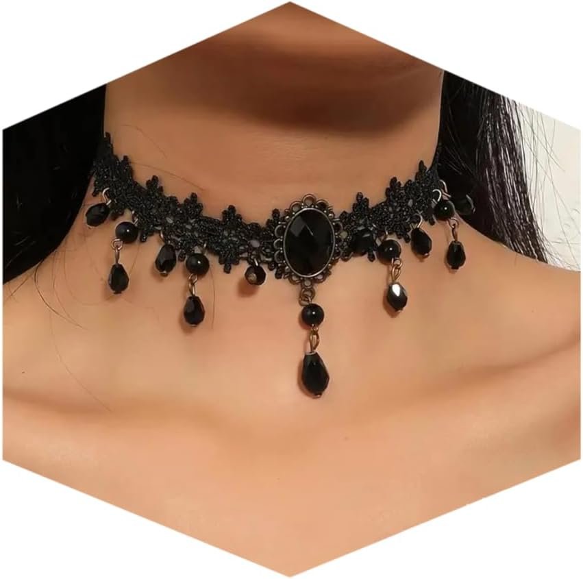 Fesciory Black Necklace for Women, Adjustable Daily Goth Jewelry Gift
