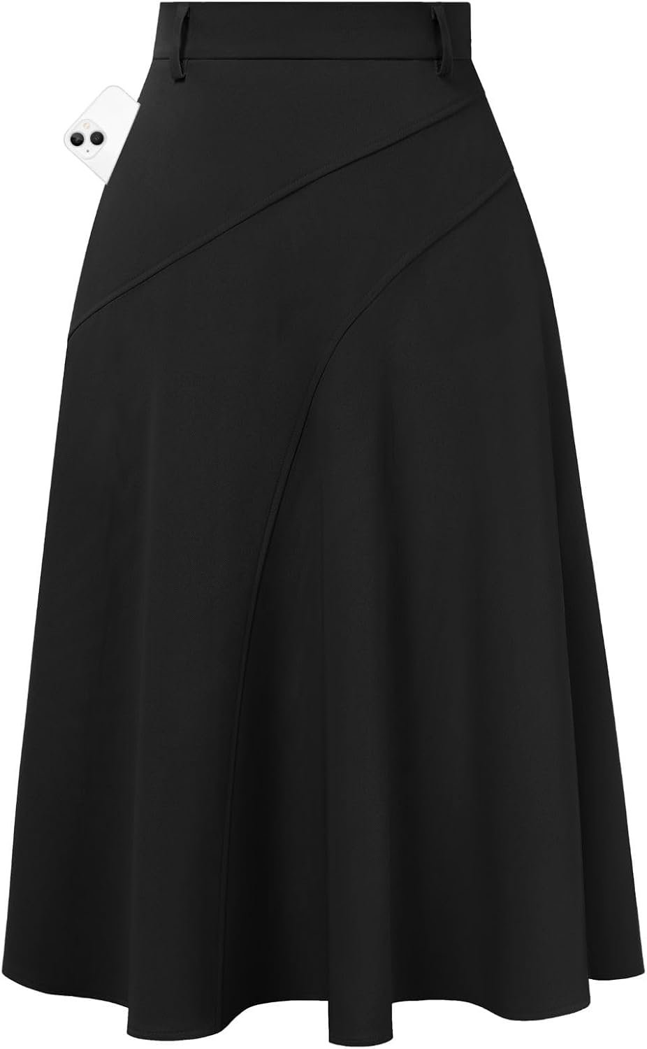 Women’s Business Casual Midi Skirt, High Waist Flowy Skirts with Pockets | Flowy, Work, Basic, Elegant, Teacher, Formal, Office, Funeral, Church, Fashion, Outfits, Clothing