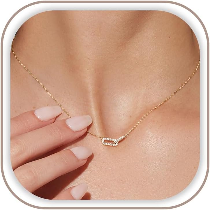 Freekiss Pendant Necklace for Women – Dainty 14K Plated Paperclip Choker
