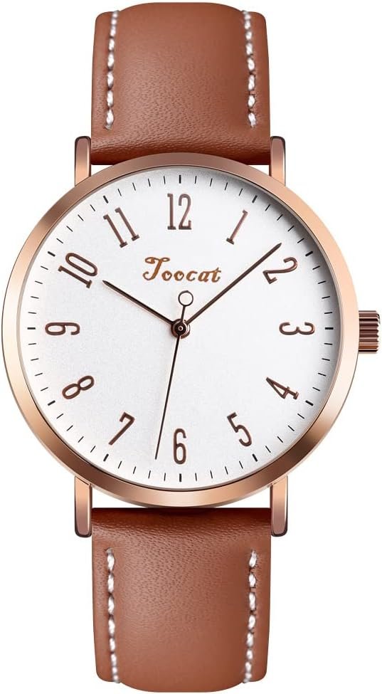 TOOCAT Fashion Women Wrist Watch, Lady Simple Leather Quartz Watches Ultra-Thin Waterproof Analog Watches for Females Student