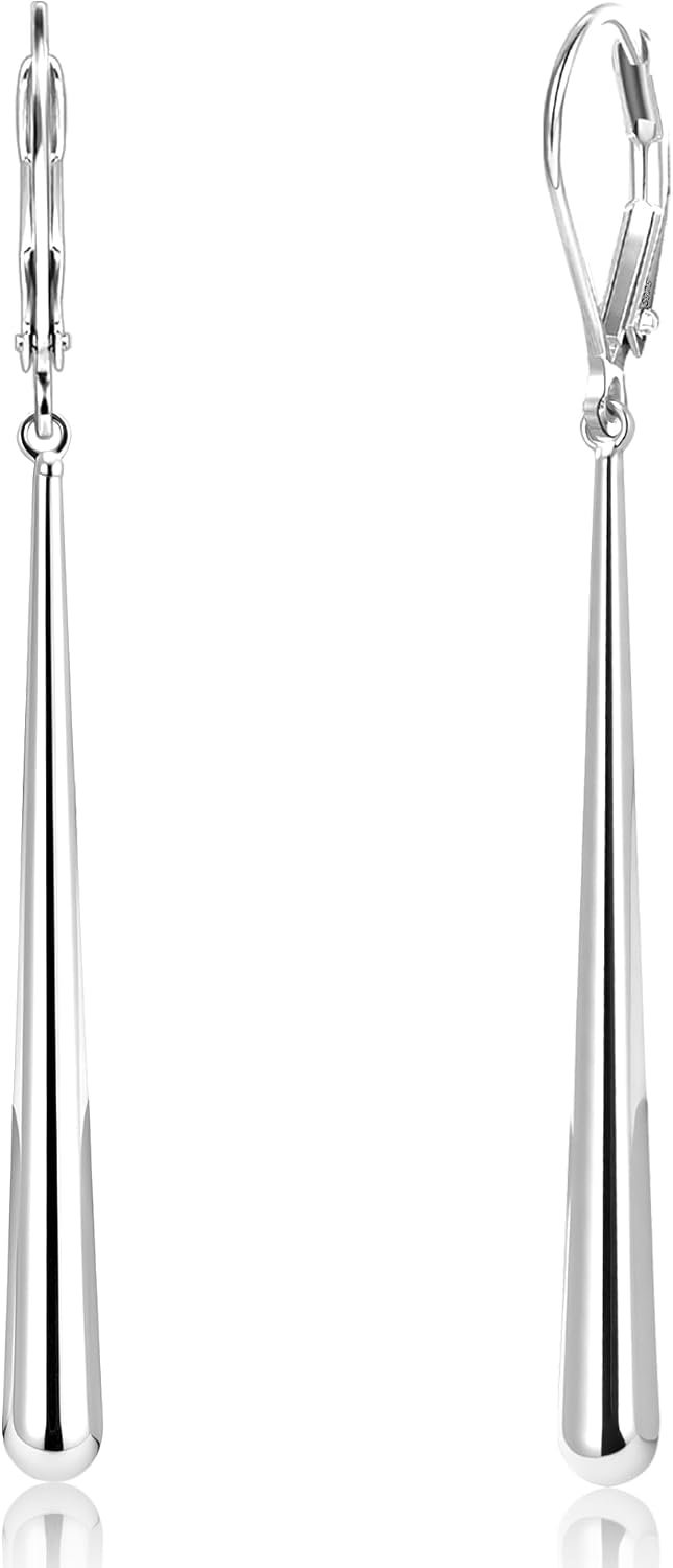 Hypoallergenic Silver Long Dangle Drop Earrings for Women Lady