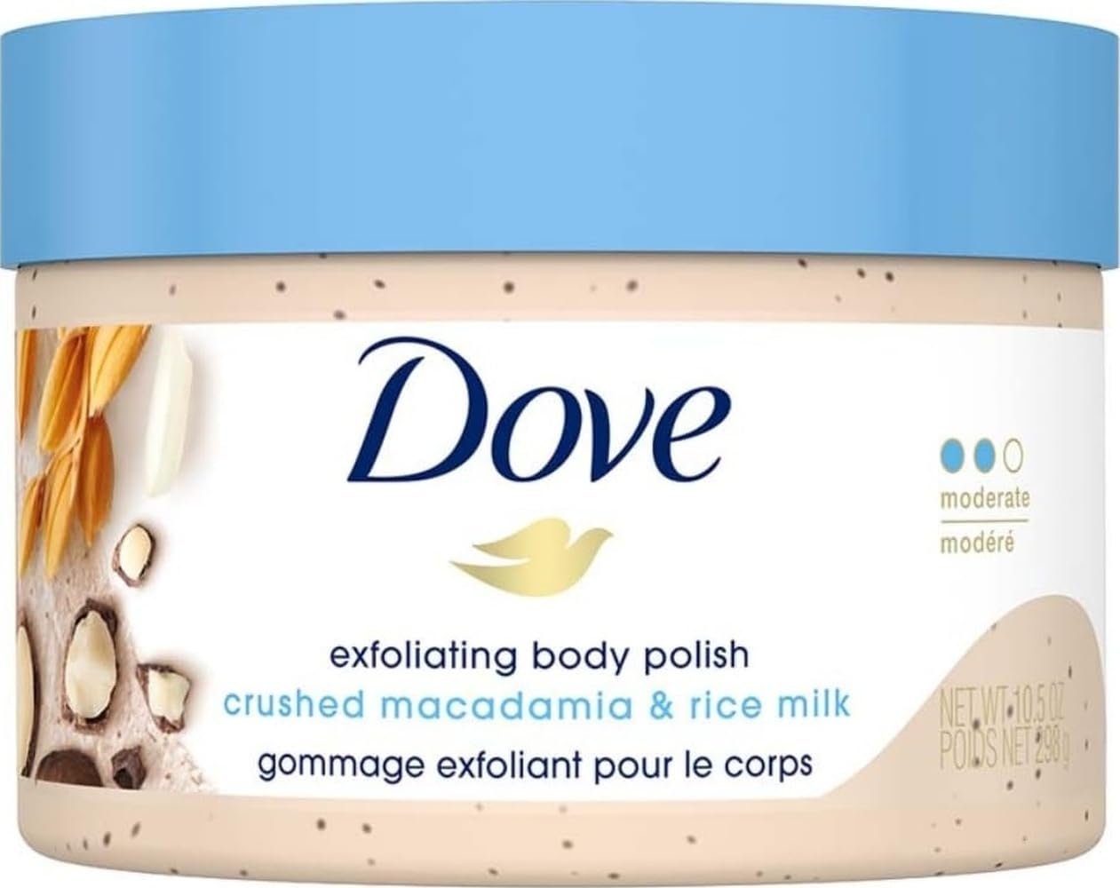 Dove Scrub Macadamia & Rice Milk Reveals Visibly Smoother Skin Body Scrub That Nourishes Skin 10.5 oz