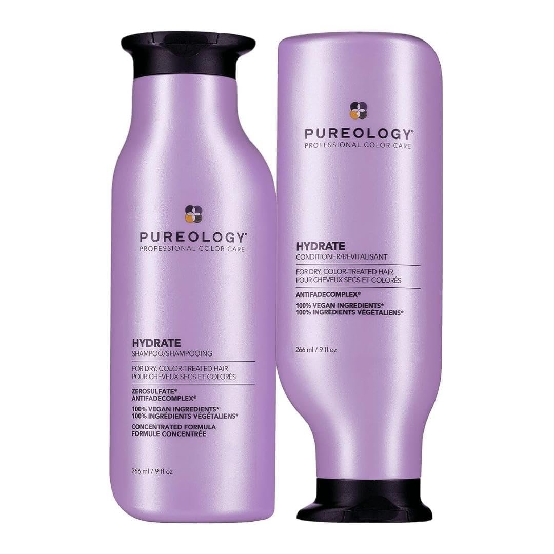 Pureology Hydrate Moisturizing Shampoo & Conditioner Set – For Medium to Thick Dry and Color Treated Hair, Softens and Deeply Hydrates, Sulfate-Free