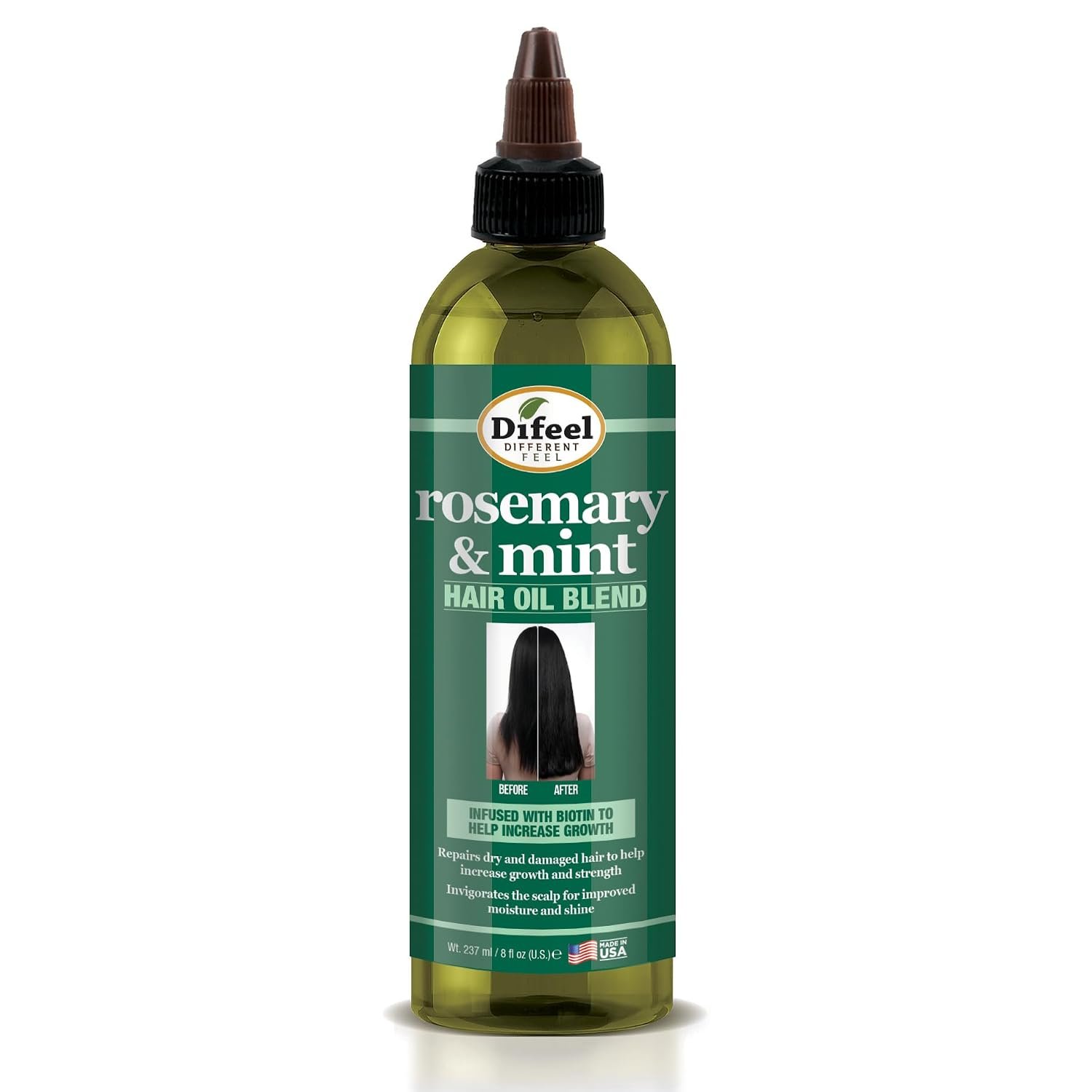 Difeel Rosemary and Mint Hair Oil Blend with Biotin 8 oz. – Made with Natural Mint & Rosemary Oil for Hair Growth