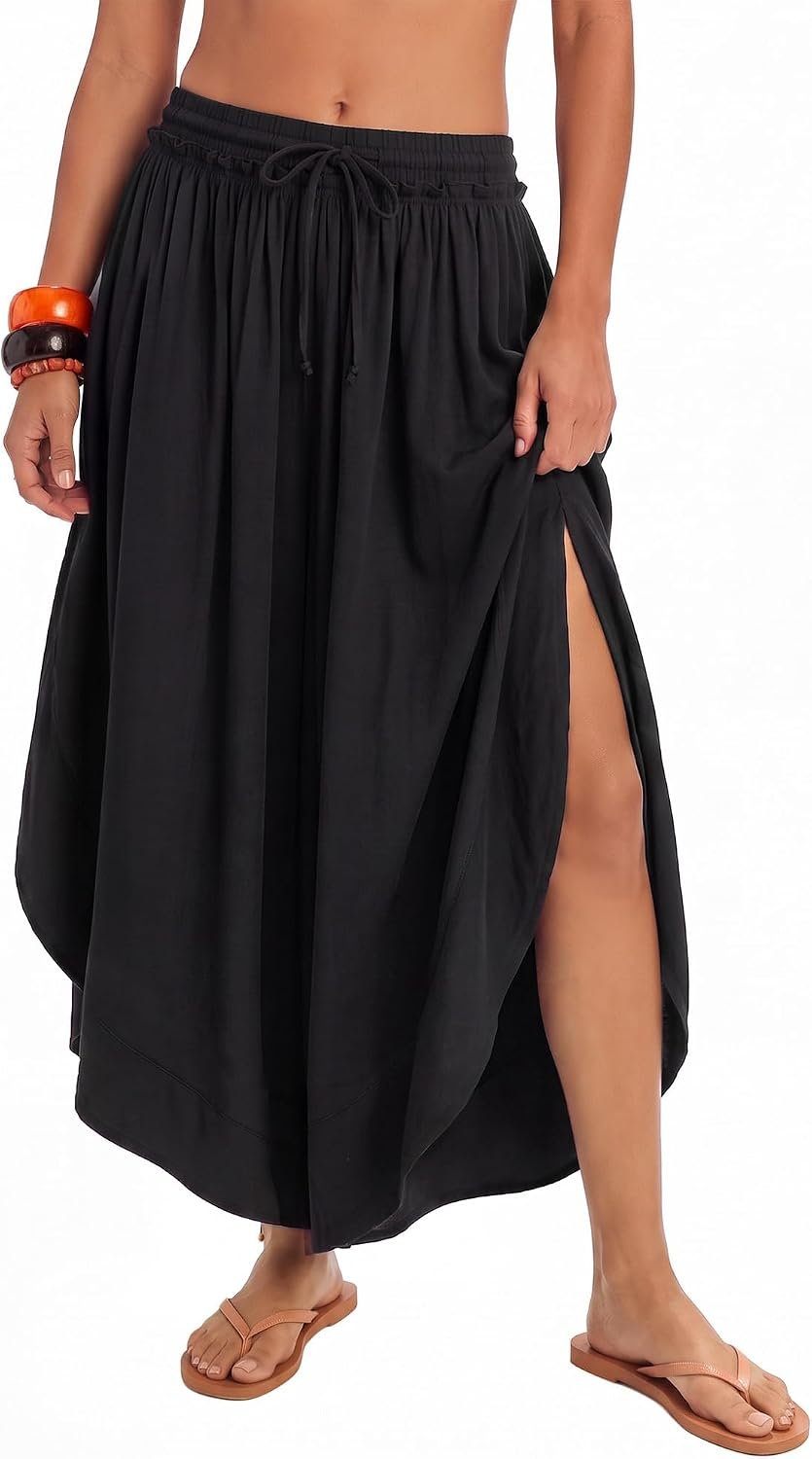 MANGOPOP Women Wide Leg Palazzo Pants 2026 Boho Summer Beach Casual Trousers Slacks for Travel Vacation