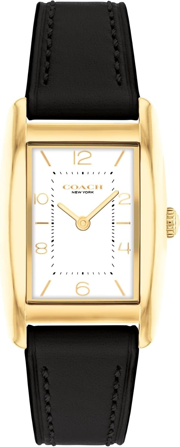Coach Reese Women’s Watch – 2H Quartz Tank Watch with Genuine Leather Strap – Water Resistant 3 ATM/30 Meters – Premium Fashion Timepiece for Everyday Style – 24mm