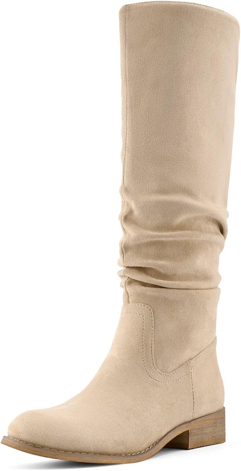 Shoe’N Tale Knee High Boots Women’s Slouch Flat Low Heel Boots