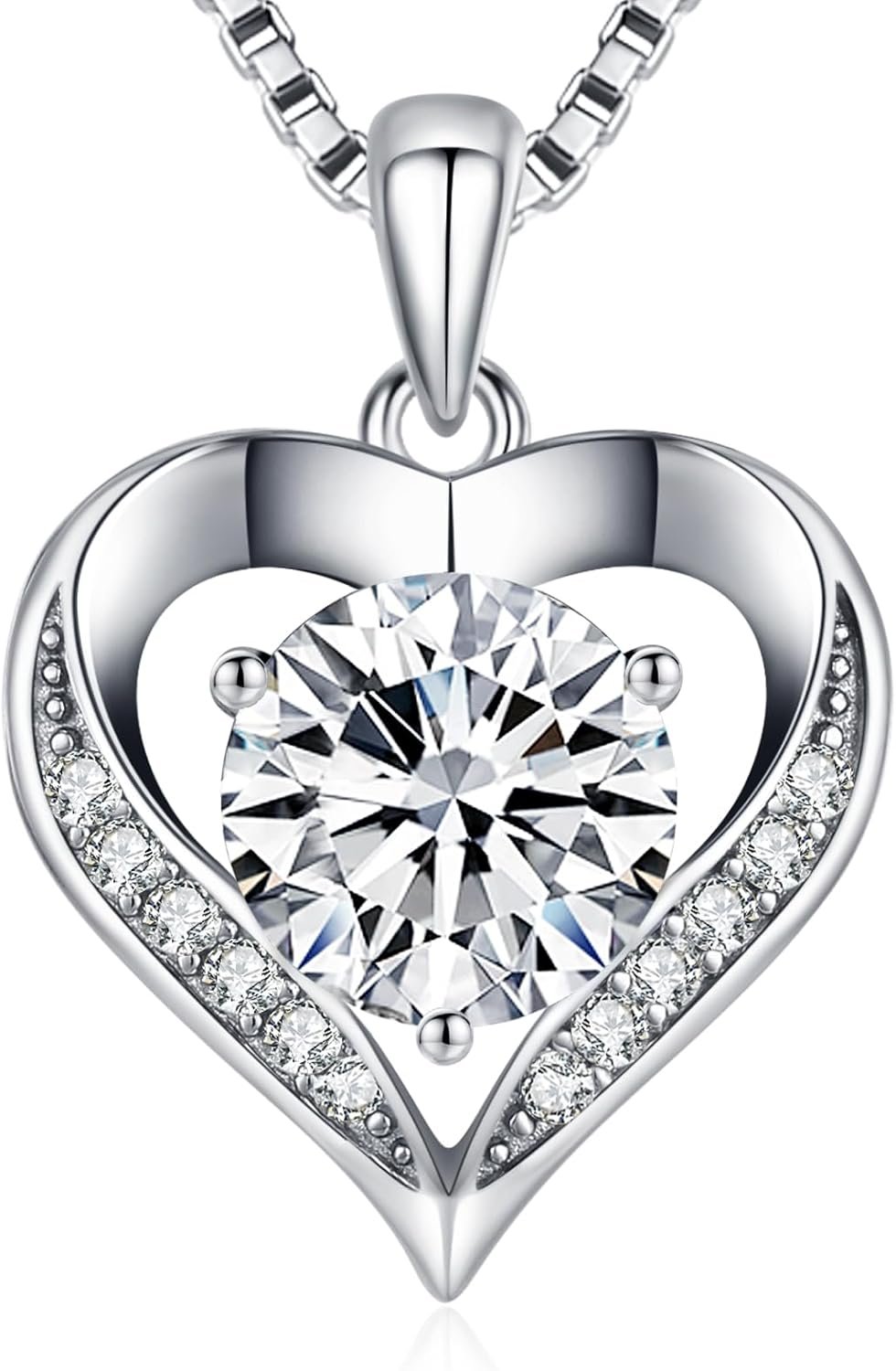 DALOJOE Moissanite Heart Necklace for Women, 925 Sterling Silver Necklace