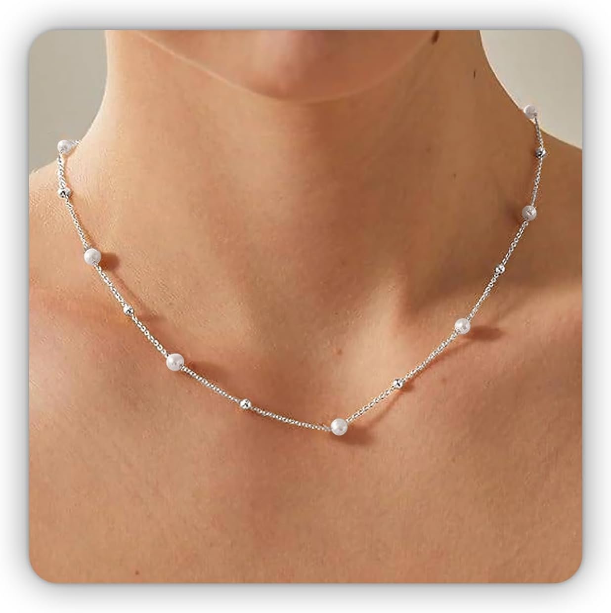 SmileBelle Pearl Necklaces for Women, 18K Gold Choker