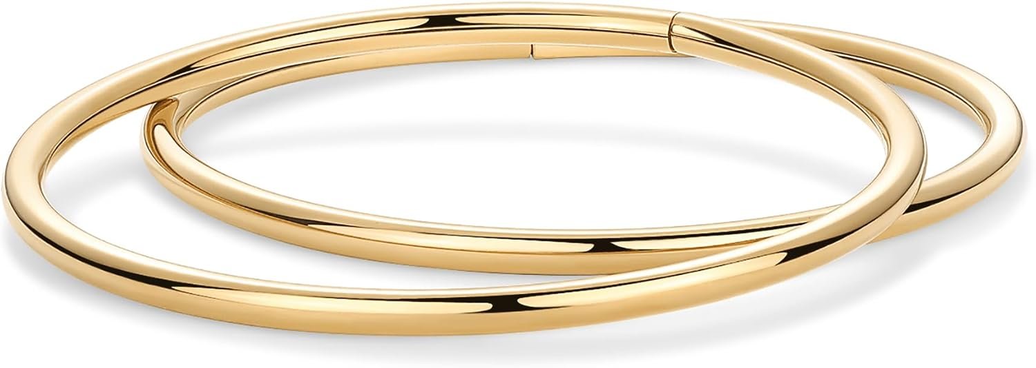 PAVOI Waterproof Bangle Bracelet for Women, 14K Gold Plated Stainless Steel