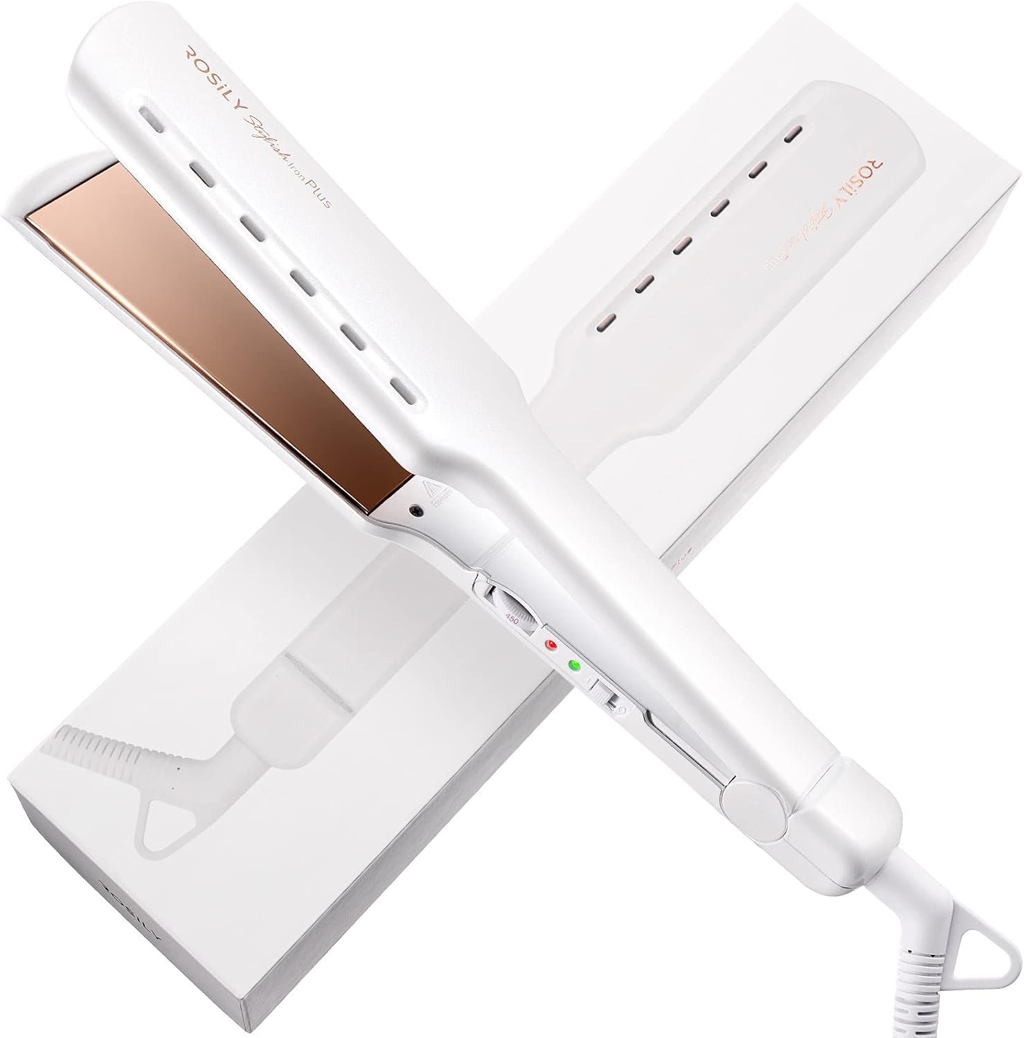 ROSILY 1.75” Flat Iron Hair Straightener, Dual Voltage 100-240V for Travel | Nano Titanium Wide Plate with Adjustable Temperature and Instant Heat Up Fast Styling Suitable for Thick and Coarse Hair