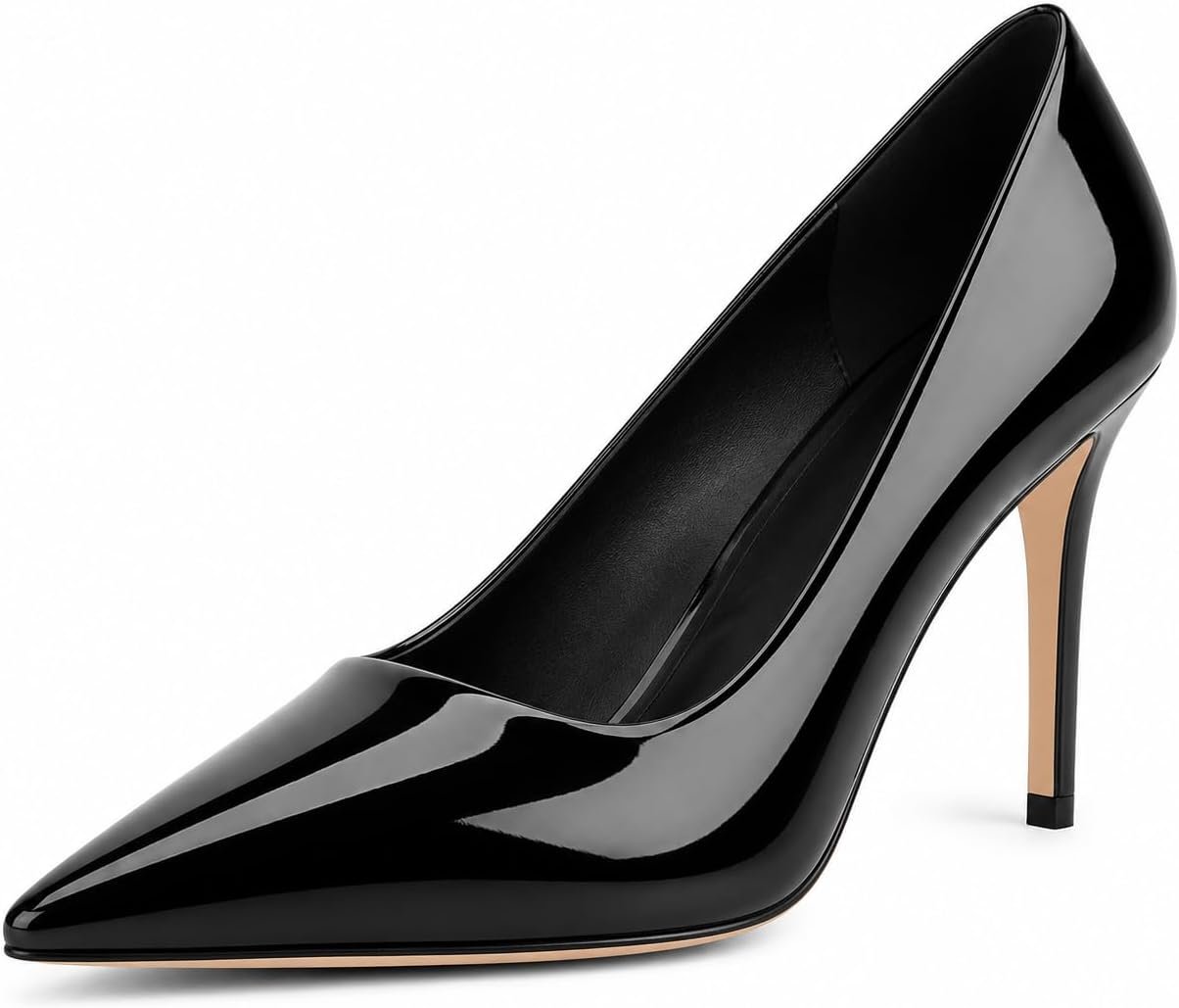 heelchic 3 Inch Stiletto Pumps Heels for Women Pointed Toe High Heels Slip-on Closed Toe Work Wedding Dress Pumps