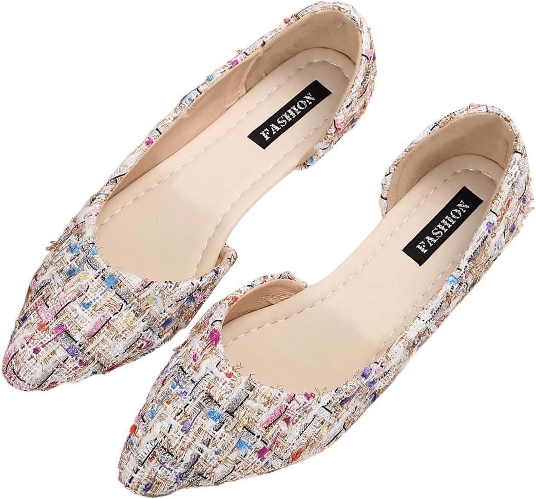 Floerns Women’s Elegant Flats Pointed Toe Slip On Work Dressy Ballet Flats