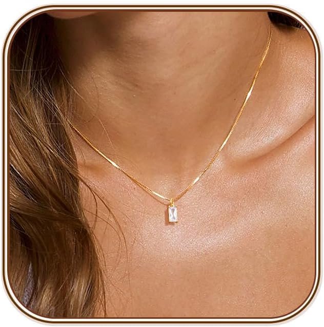 FUNEIA Dainty Gold Necklace for Women Trendy Birthstone Necklace Gifts