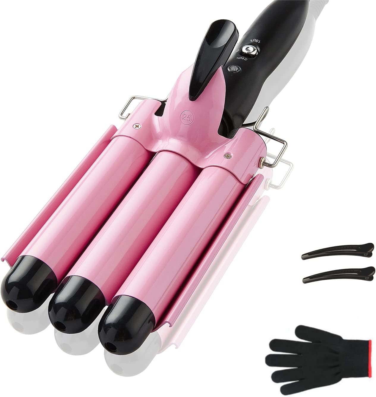 TOP4EVER 3 Barrel Curling Iron, 1-Inch Hair Crimper Tool for Women