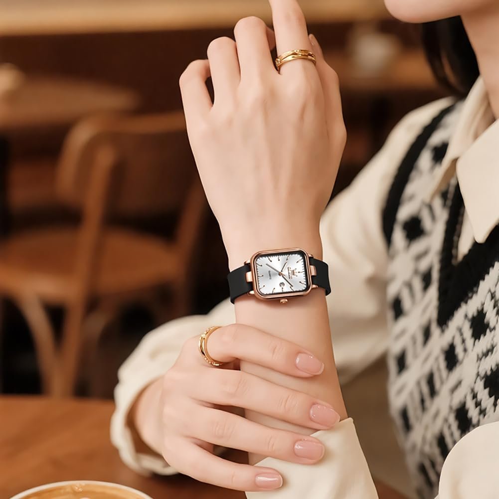 OLEVS Watch for Women Silicone Band Waterproof Luminous Wristwatch Minimalist Fashion