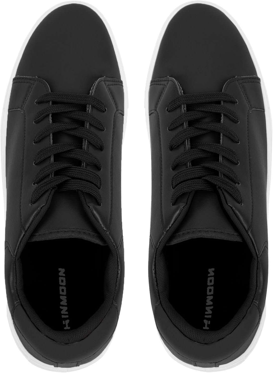 CHIN·MOON Women’s Fashion Sneakers White PU Leather Casual Shoes Low Top Lace Up Tennis Sneakers