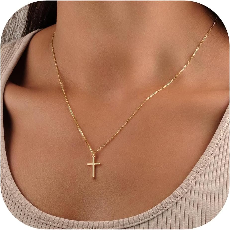 Turandoss 14K Gold Plated Cross Necklaces for Women Girls Jewelry Gifts