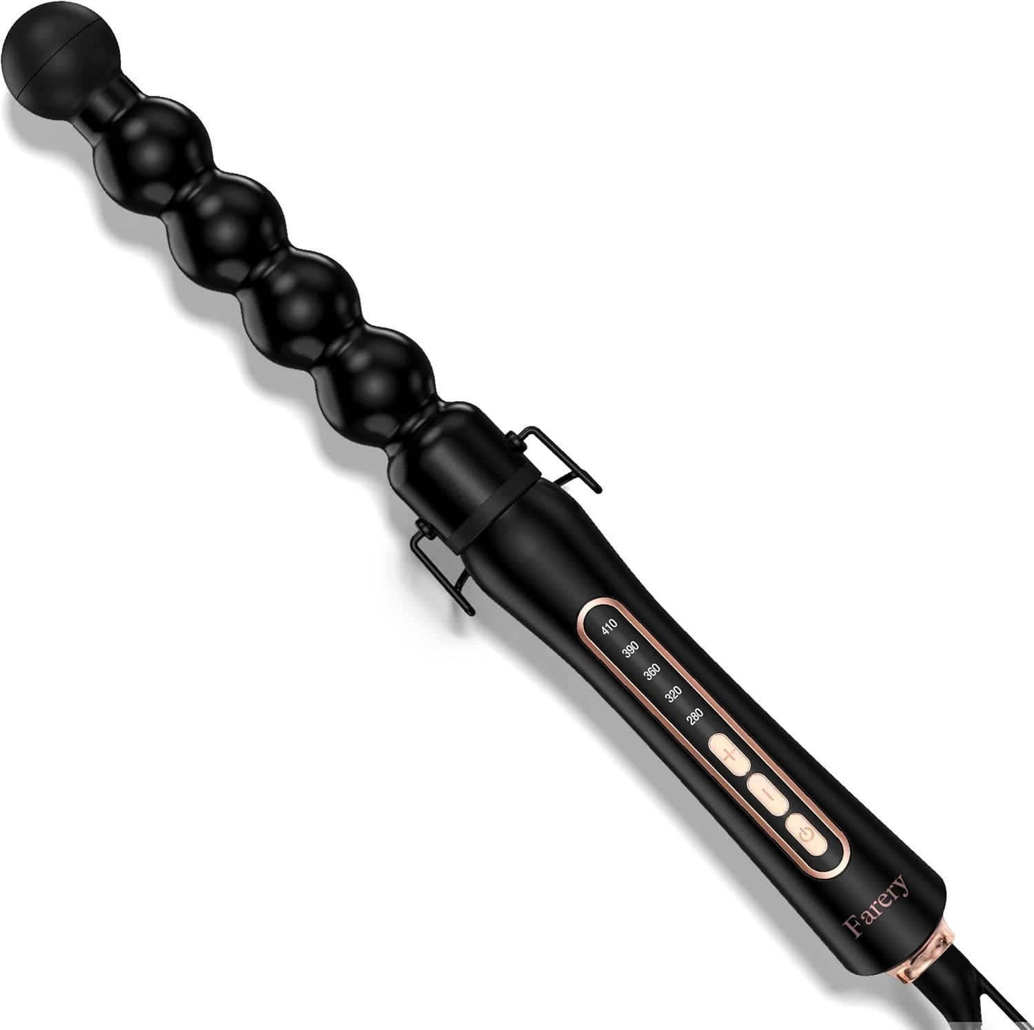 Farery Bubble Curling Wand for Long Hair – 32mm Ceramic Coated Springless Barrel for Defined Spiral Curls & Waves, Smooth Shine, Includes Heat Resistant Glove, 5 Temp Settings, Dual Voltage