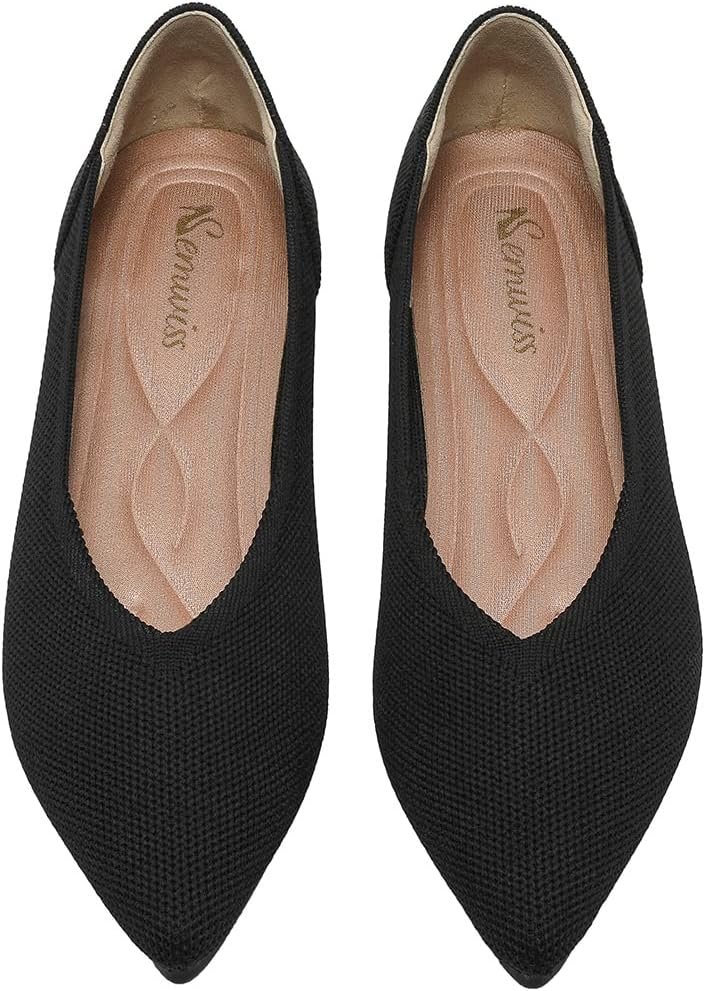 Semwiss Women’s Ballet Flats Comfortable Work Dressy Pointed Toe Shoes