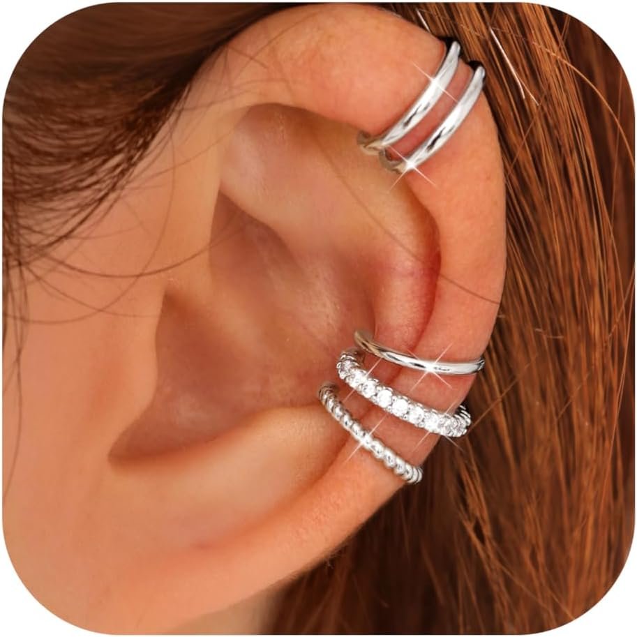 LOLIAS 4 Pairs Ear Cuffs Non Piercing – 14K Gold Plated Ear Cuff Earrings for Women Ear Cuff for Non Pierced Ears Clip on Cartilage Earring Adjustable Fake Earrings Set