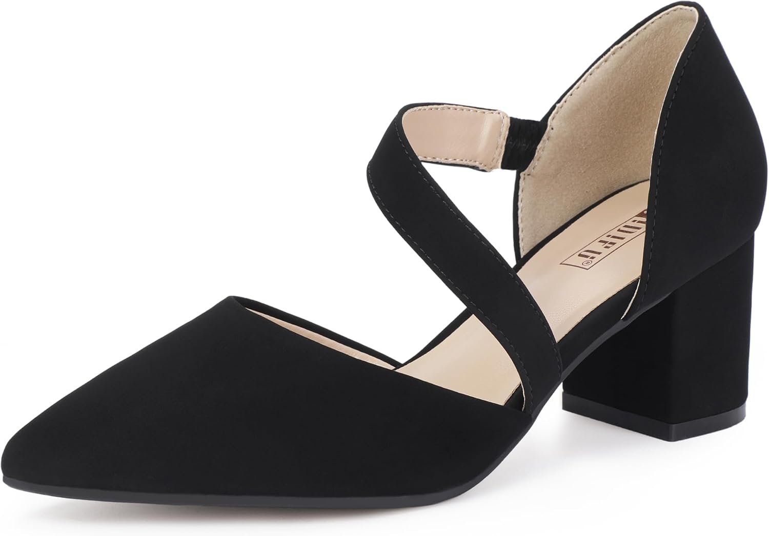 IDIFU IN2 Women’s Pumps Closed Pointed Toe Low Block Chunky Comfort Heels